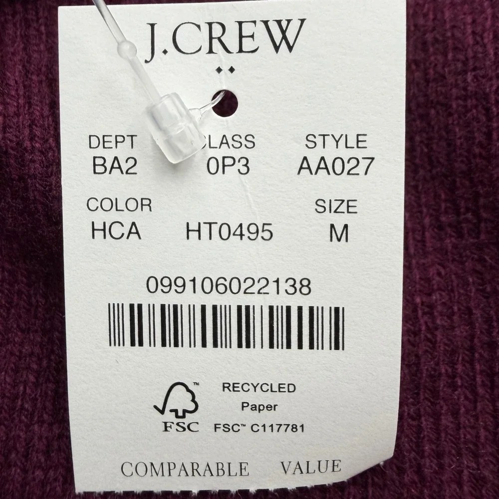 NEW J.Crew Sweater Men Medium Purple Soft Lambswool Blend Pullover Long Sleeve